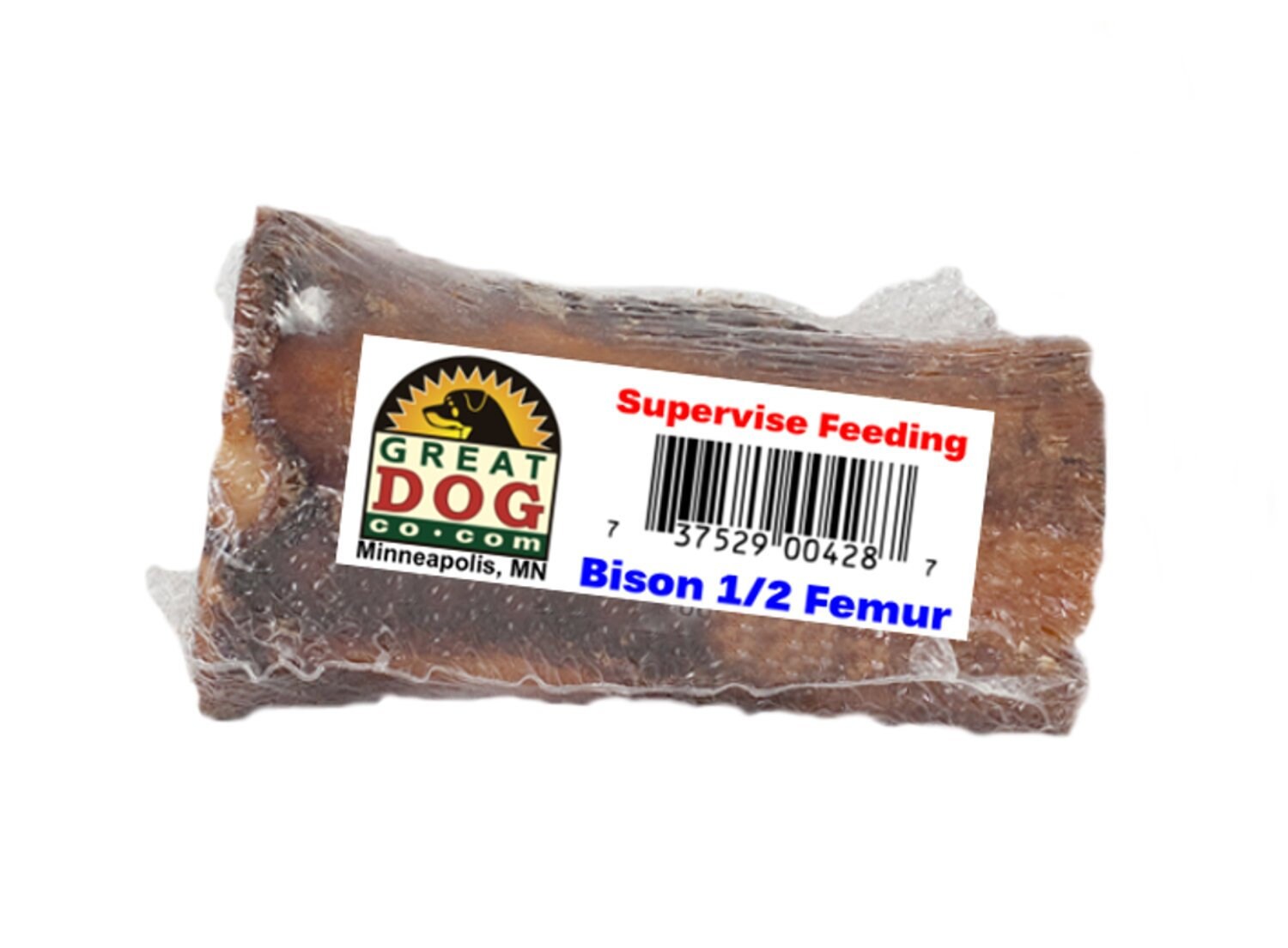 Bison Bone 1/2 Femur Marrow Bone (Sourced & Made in USA) - 2.5 - 3.5 Inches Long -Dog Bones - Dog Bones, Bison Dog Bones, Bison Marrow Bone