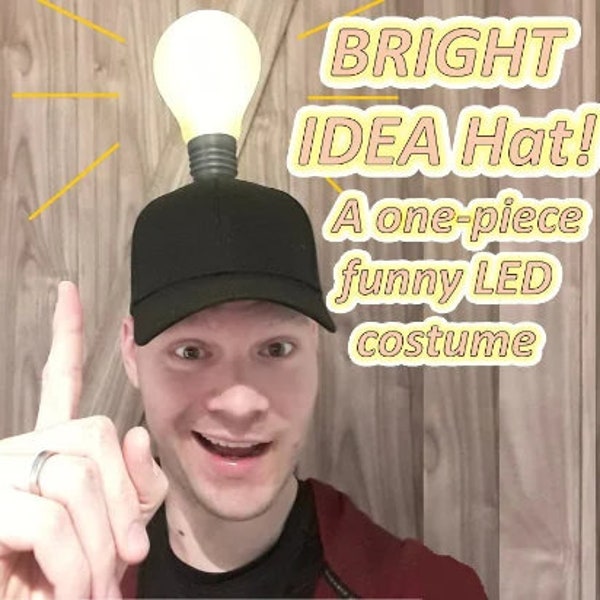 Bright Idea Easy Costume. Lightbulb Eureka Moment Hat, Thinking Cap Great as a Single Item Casual Costume Prop for Cosplay Halloween