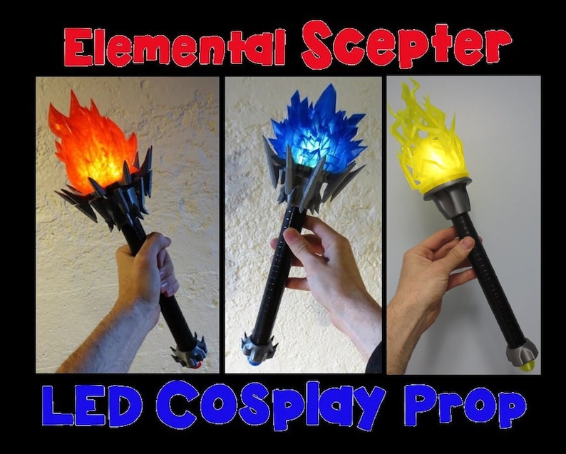 LED Cosplay Staff Fire Ice Wind Water Electricity Etsy