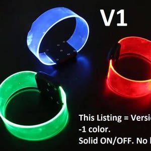 LEDリストバンド -V1- フェスティバル、パーティー、コンサート、レイブに最適なライトアップブレスレット。暗闇で光ります。