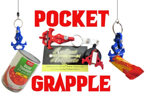 The Original Pocket Grapple! Novelty Mechanical Claw, Grappling Hook Fidget Toy! Fun EDC Keychain Gravity Hook Tool Stocking Stuffer!