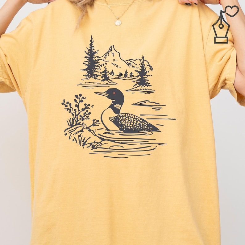 Comfort Colors Loon Shirt Bird Graphic Tee Nature Inspired Loon Shirt Casual Loon Tee Unisex Crewneck Bird Lover Shirt Wildlife Graphic Tee Ornithology Gift Tee Birdwatcher Outfit Casual Wear Shirt Lake Bird Graphic Tee Outdoor Bird Shirt Nature Lover Gift Shirt