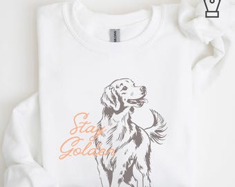Sudadera con capucha Golden Retriever Stay Golden, acogedora, con cuello redondo y estampado para amantes de los perros, ropa para mascotas
