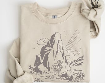 Legend of Zelda Link Traveling Through Hyrule Sweatshirt Cozy Video Game Graphic Crewneck Gamer Apparel