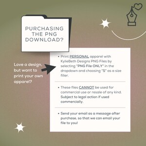 The image is a promotional message for purchasing a personal apparel design, featuring a list of instructions and a question about purchasing a specific design.