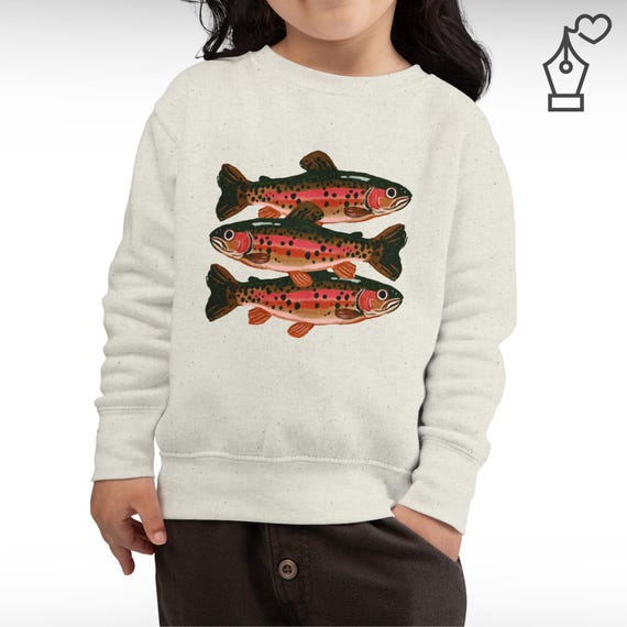 Rainbow Trout Toddler Sweatshirt, Cozy Kids Fishing Gift, Cute