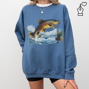 Rainbow Trout Sweatshirt: Abstract Fly Fishing Crewneck