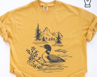 Comfort Colors Loon Shirt Bird Watching Graphic Tee Nature Lover Wildlife Apparel
