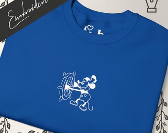 Embroidered Disney Steamboat Willie Sweatshirt Crewneck DisneyWorld Disneyland Matching Family