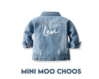 Custom Denim Jacket, Denim Baby Jacket, Denim Distressed, Baby Gift, Custom Baby, Custom Toddler, Button up jean jacket **PRE-ORDER**