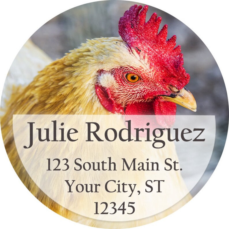 Rooster Personalized Return Address Labels Chicken Farm Animals CKN100/_ML