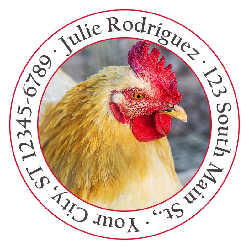 Rooster Personalized Return Address Labels Chicken Farm Animals CKN100/_ML