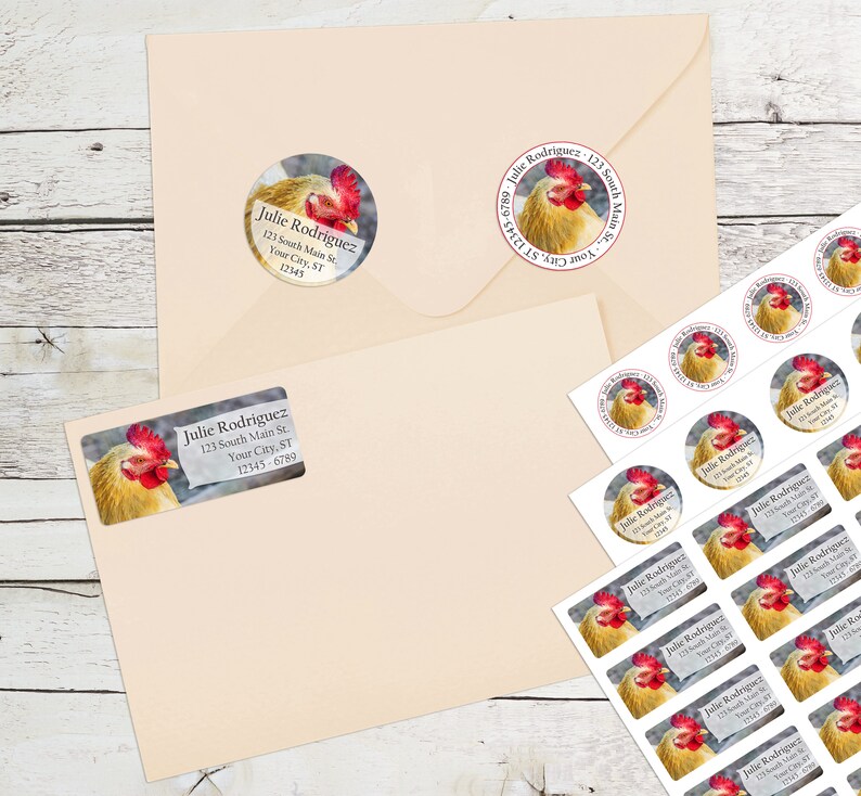 Rooster Personalized Return Address Labels Chicken Farm Animals CKN100/_ML