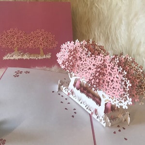Sakura Tree / Tarjeta de Acción de Gracias,Tarjeta de cumpleaños,Tarjeta del Día de la Madre,Boda,Tarjeta de felicitación / Handmand 3D POPUP Tarjetas de felicitación para todas las ocasiones