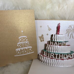 Cumpleaños Pastel Feliz Cumpleaños / Tarjeta de Cumpleaños Especial, Tarjeta del Día de la Madre, Tarjeta de Felicitación / Handmand 3D POPUP Tarjetas de Saludo para Todas las Ocasiones