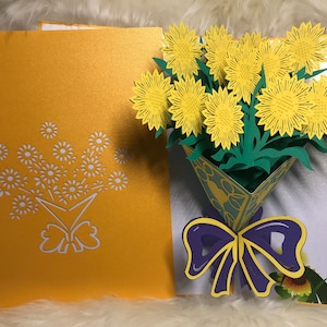 Carte tournesol /Valentine, carte d’anniversaire, carte de fête des mères, mariage, carte de félicitation/carte de salutation popup handmand pour toutes les occasions