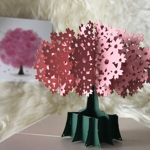 Cherry Tree / Tarjeta de Acción de Gracias,Tarjeta de cumpleaños,Tarjeta del Día de la Madre,Boda,Tarjeta de felicitación / Handmand 3D POPUP Tarjetas de felicitación para todas las ocasiones