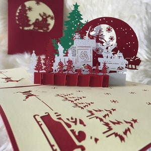 Carte de Noël spéciale pour Noël / Joyeux Noël / Cartes de vœux 3D Handmand, cartes de vœux pop-up faites à la main pour Noël