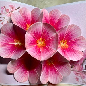 Peachblossom/Valentine card, carte d’anniversaire, carte de fête des mères, mariage, carte de félicitations/ handmand POPUP cartes de vœux pour toutes les occasions