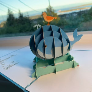 Tarjeta de ballena / Acción de Gracias, tarjeta de cumpleaños, tarjeta de día del padre, boda, tarjeta de felicitación / handmand 3D POPUP tarjetas de felicitación para todas las ocasiones