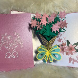 Un bouquet de fleur/la Saint-Valentin carte, la carte d’anniversaire, carte de fête des mères, mariage, félicitation carte/cravate POPUP des cartes de voeux pour toutes les occasions