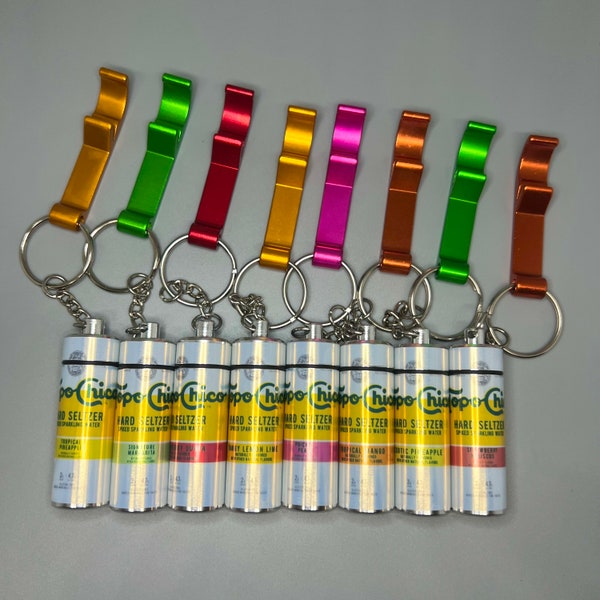 Mini Topo Chico Hard Seltzer Can Key Chains - Pill Box - w/ Bottle Opener - Mini Drink - Container - Vitamin Storage - 8 Flavors - Gift