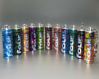 Mini Four Loko Key Chain - Pill Box - w/ Matching Bottle Opener - Mini Food - Aluminum Container - Gift