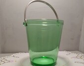 1930s Fostoria Fairfax Green 2375 Ice Bucket with Nickel Plated Handle-Vintage Collectible Barware