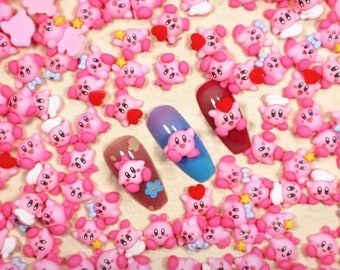 Kawaii Kirby Resin Charms, Nail Art, Nail Decoration, DIY, Jewelry Making Supplies