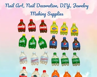 Kawaii Mini Soda Bottles  Resin Charms, Nail Art, Nail Decoration, DIY, Jewelry Making Supplies