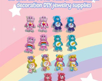 Random Mixed Cute Cartoon Bear  Nail Charms 3D Resin Colorful Bear Nail Art Decorations Hair Clip Manicure DIY Accessories