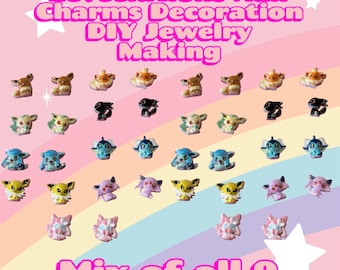 Eeveelutions 3d Minj Nail Charms Decoration DIY Jewelry Making