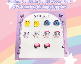 Kawai Pocket Monster Resin Charms, Nail Art, Nail Decoration, DIY jewelry Making Supplies