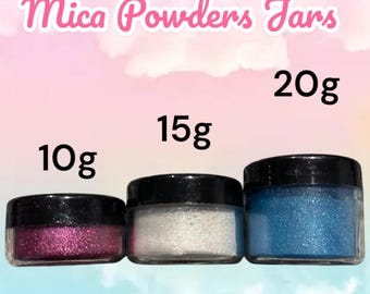 Mica Podwers Jars 10g, 15g, 20g grams Pink, White, Blue