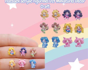 Resin Mini Sailor Moon Usagi Tsukino Nail charm Art Flatback acrylic Figurines DIY Miniatures Decor Craft