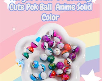 Acrylic Beads UV Coating Cute Pok Ball Anime Solid Color