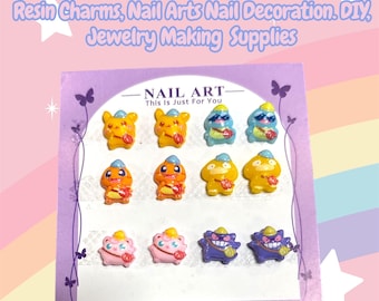 Kawai Pocket Monster Workers Resin Charms, Nail Art, Nail Decoration, DIY jewelry Making Supplies