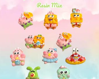 Kawaii Sponge Pals Cabochon Charms Resin Mix