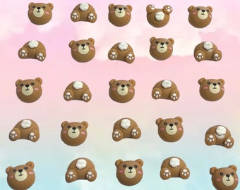 Kawaii Bear Head/Butt  Cartoon Nails Decoration Resin Nail Art Charms Parts 3D DIY Accessories Manicure Supply