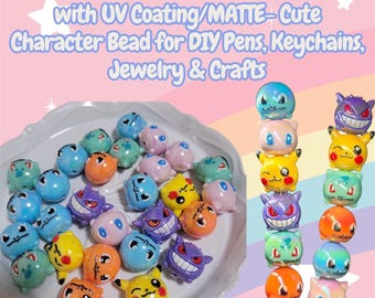 Cartoon Creature Rubber Head Bead with UV Coating/Matte - Cute Character Bead for DIY Pens, Keychains, Jewelry & Crafts