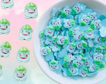 Kawaii Anime Cartoon Nails Decoration 13*10mm Bulbasaur Resin Nail Art Charms Parts 3D DIY Accessories Manicure Supply