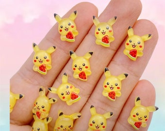 Kawaii Pika With Watermelon Resin Charms, Nail Art, Nail Decoration, DIY, Jewelry Making Supplies