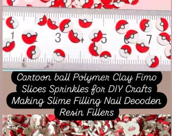 Cartoon poke ball  Polymer Clay Fimo Slices for DIY Crafts Making Slime Filling Nail Decoden Resin Fillers
