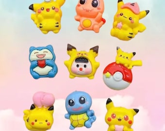 Pikachu resin charms, cabochon, DIY, Kawaii, Cabochon Charms, decoden charms, cabochons, resin charms, pokemon, slime charm