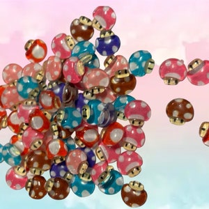 Kawaii Gamer Mushrooms Cartoon Nails Decoration Resin Nail Art Charms Parts 3D DIY Accessories Manicure Supply