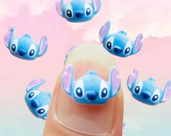 Cute Mini Blue Alien Head  Resin Figurine Crafts Cabochon Manicure Nails Decoration Nail Art Charms