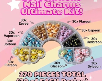 Zestaw Eeveelutions Nail Charms Ultimate Kit z etui w kolorze tęczy