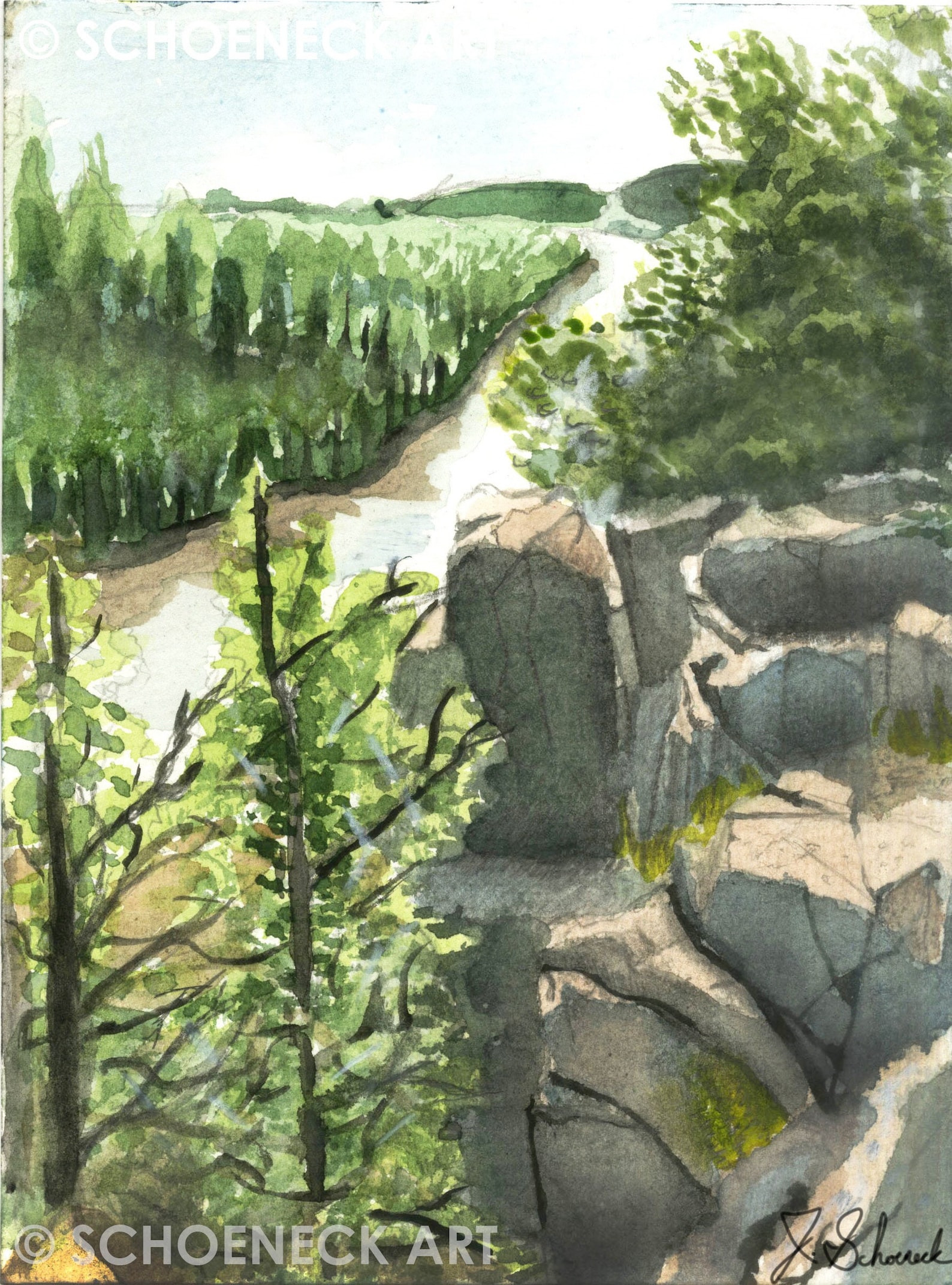 Over the St. Croix - Small Watercolor Print