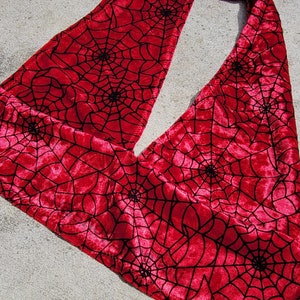 Red Spider Web Halter Top