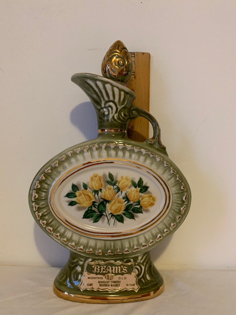 Vintage Jim Beam 1970 Whiskey Decanter regal China Yellow Rose Etsy